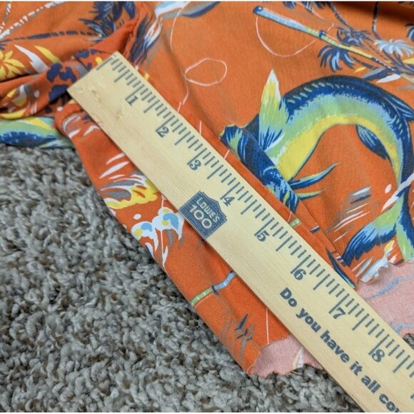 Vintage Polo Ralph Lauren Shorts Mens 36 Orange AOP Tropical Cut Off Chino READ - Picture 8 of 8
